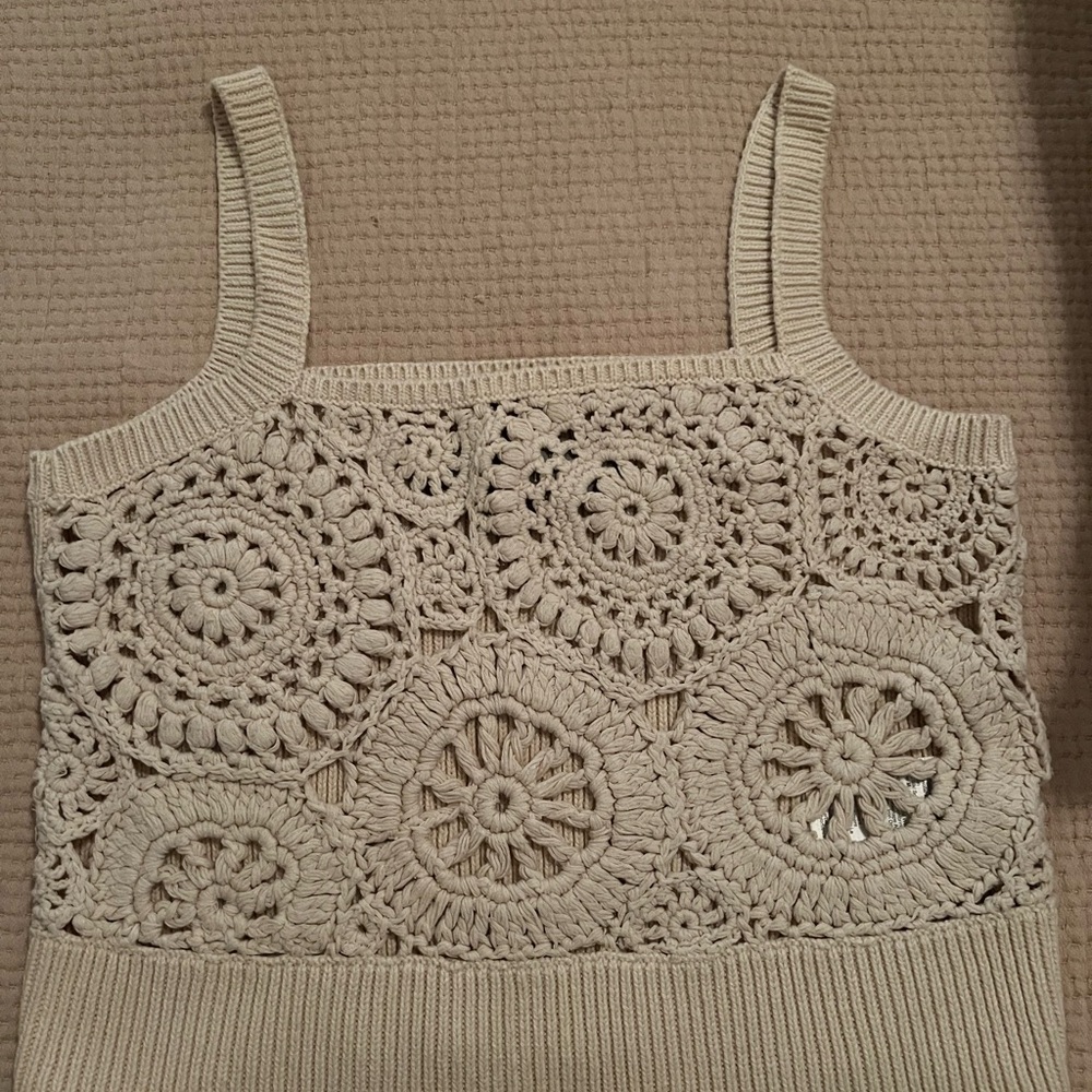 J Crew Cropped Crochet Tank Top Medium NWT